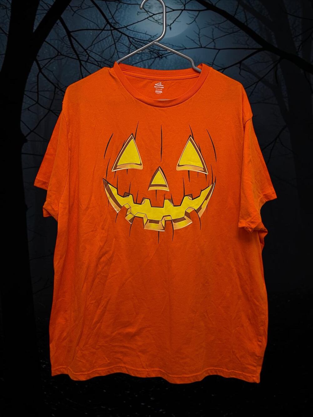 Halloween Pumpkin T-shirt Orange Holiday Size 2XL 50-52 Face Fun Jack-o-lantern